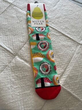 Women's Mint sushi Print Socks - Red Accent